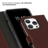 Selencia Cover a libro in vera pelle Apple iPhone 15 Pro - Marrone
