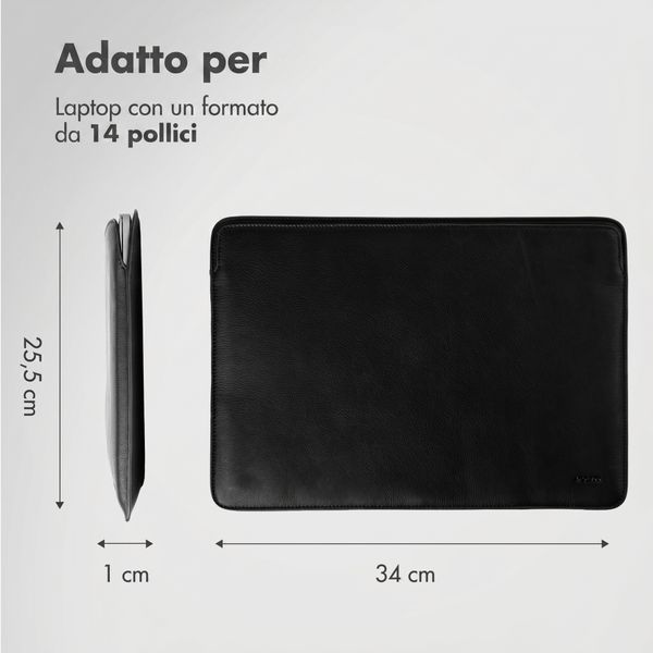 Accezz Cover in pelle per Apple MacBook 14 pollici - Laptopsleeve - Nera