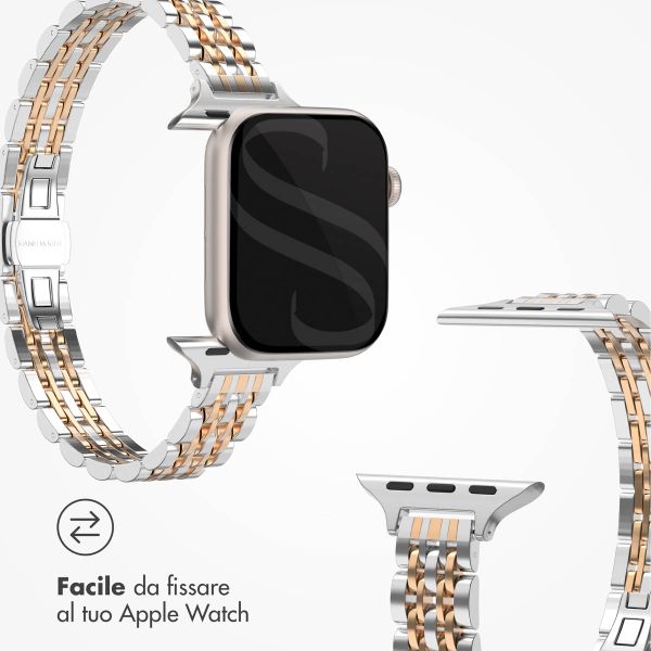 Selencia Cinturino sottile in acciaio ispirato a Jubilee Apple Watch | 38/40/41/42 mm - Argento & Oro Rosa