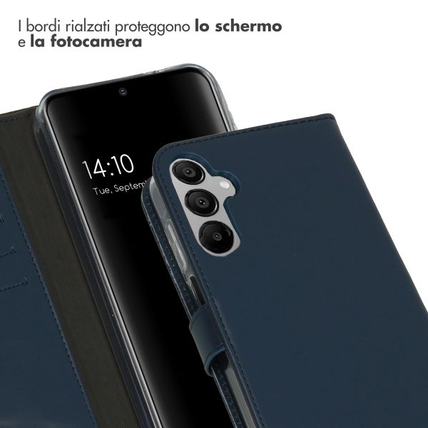 Selencia Cover a libro in vera pelle Samsung Galaxy A35 - Blu scuro