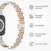 Selencia Cinturino sottile in acciaio ispirato a Jubilee Apple Watch | 38/40/41/42 mm - Argento & Oro Rosa