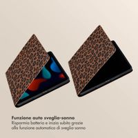 Selencia Libreria Sabi con stampa leopardata Apple iPad 9 (2021) 10.2 pollici / iPad 8 (2020) 10.2 pollici / iPad 7 (2019) 10.2 pollici - Mocha Brown