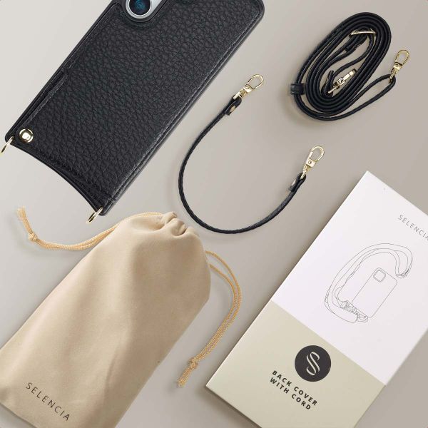 Selencia Cover per telefono Nova con cordino e portacarte Samsung Galaxy S25 - Nero