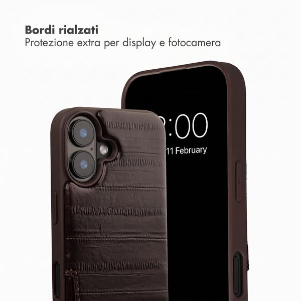 Selencia Nova cover posteriore in vera pelle con portacarte Apple iPhone 17 - Dark Chocolate