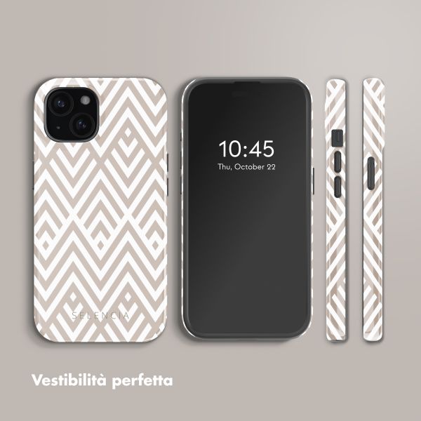 Selencia Cover posteriore Vivid con MagSafe Apple iPhone 15 - Beige Zigzag
