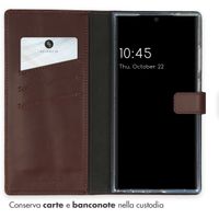 Selencia Cover a libro in vera pelle Samsung Galaxy S24 Ultra - Marrone scuro