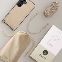 Selencia Cover per telefono Nova Croco con cordino e portacarte Samsung Galaxy S24 - Beige