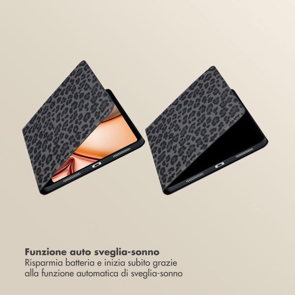 Selencia Libreria Sabi con stampa leopardata Apple iPad Air 11 pollici (2026) M4 / (2025) M3 / (2024) M2 / Air 5 (2022) / Air 4 (2020) - Midnight Black
