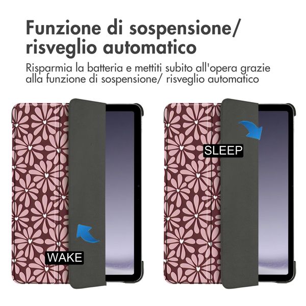 imoshion Cover Trifold Design Samsung Galaxy Tab A11 / A9 Plus - Bloom Love Blush