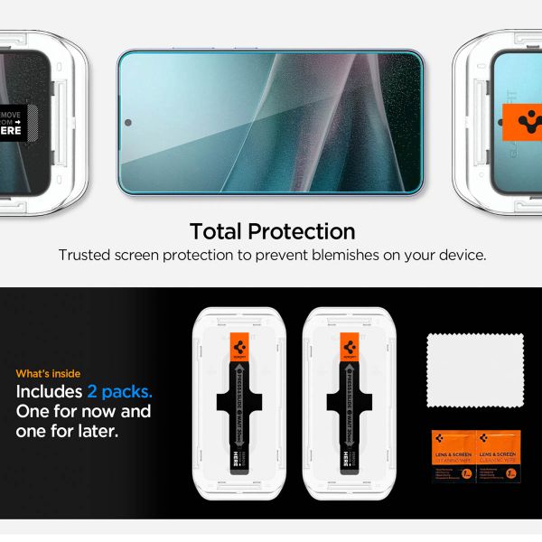 Spigen Vetro temperato privacy GLAStR EZ Fit + Applicatore - confezione da 2 Samsung Galaxy S24 Plus / S25 Plus