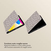 Selencia Libreria Sabi con stampa leopardata Apple iPad 11 (2025) 11 pollici A16 / iPad 10 (2022) 10.9 pollici - Soft Ivory