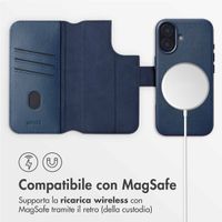 Accezz Cover in pelle 2 in 1 con MagSafe Apple iPhone 16 - Nightfall Blue