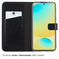 Selencia Cover a libro in vera pelle Samsung Galaxy S25 FE - Nero