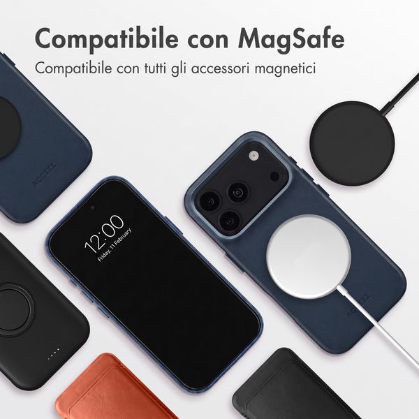 Accezz Cover in Pelle con MagSafe Apple iPhone 18 Pro / 17 Pro - Nightfall Blue