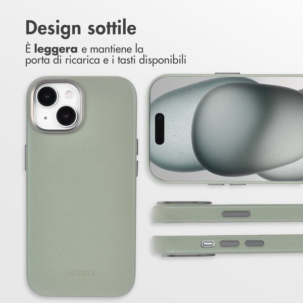 Accezz Cover in Pelle con MagSafe Apple iPhone 15 - Light Grey