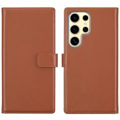 Selencia Cover a libro in vera pelle Samsung Galaxy S25 Ultra - Marrone chiaro