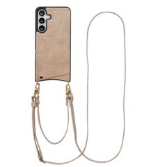 Selencia Cover per telefono Nova Croco con cordino e portacarte Samsung Galaxy S25 FE - Beige