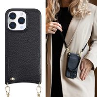 Selencia Cover per telefono Nova con cordino e portacarte Apple iPhone 16 Pro - Nero