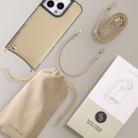 Selencia Cover per telefono Nova con cordino e portacarte Apple iPhone 15 Pro - Beige