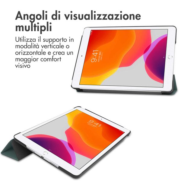 imoshion Cover a libro Trifold Apple iPad 9 (2021) 10.2 pollici / iPad 8 (2020) 10.2 pollici / iPad 7 (2019) 10.2 pollici - Verde scuro