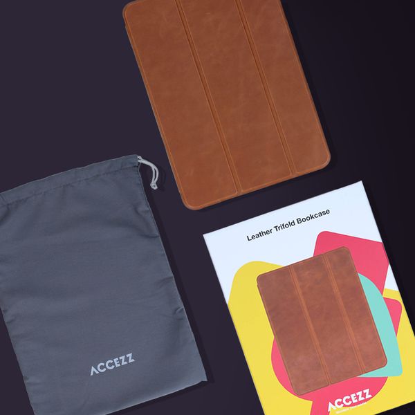 Accezz Cover a libro trifold in pelle Apple iPad 11 (2025) 11 pollici A16 / iPad 10 (2022) 10.9 pollici - Cognac
