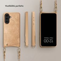 Selencia Cover per telefono Nova Croco con cordino e portacarte Samsung Galaxy A57 (5G) - Toasted Almond