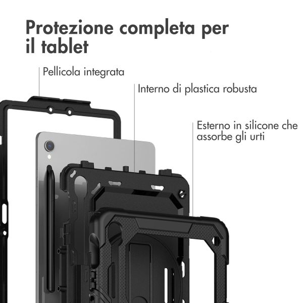 Accezz Cover Posteriore Resistente con tracolla Samsung Galaxy Tab S10 Lite / S9 11 pollici / S10 FE / S9 FE 10.9 pollici - Nero