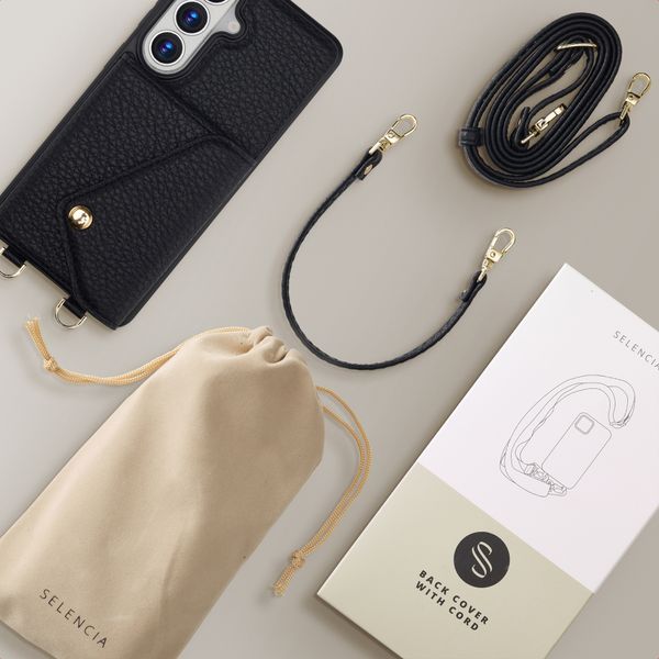 Selencia Cover per telefono Sera con cordino e portacarte a busta Samsung Galaxy A27 (5G) - Nero