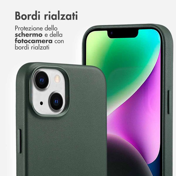 Accezz Cover in Pelle con MagSafe Apple iPhone 14 - Cedar Green