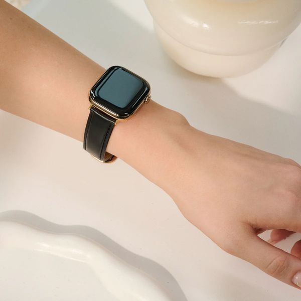 Burga Cinturino in vera pelle Apple Watch | 38/40/41/42 mm - Don't Text / Gold