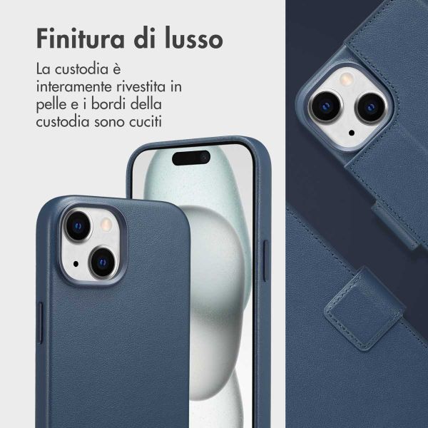 Accezz Cover in pelle 2 in 1 con MagSafe Apple iPhone 15 - Nightfall Blue