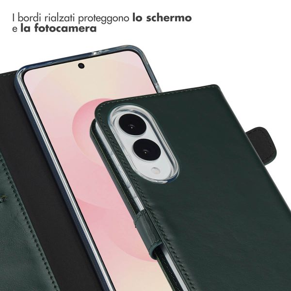 Selencia Cover a libro in vera pelle Samsung Galaxy S25 Edge - Verde