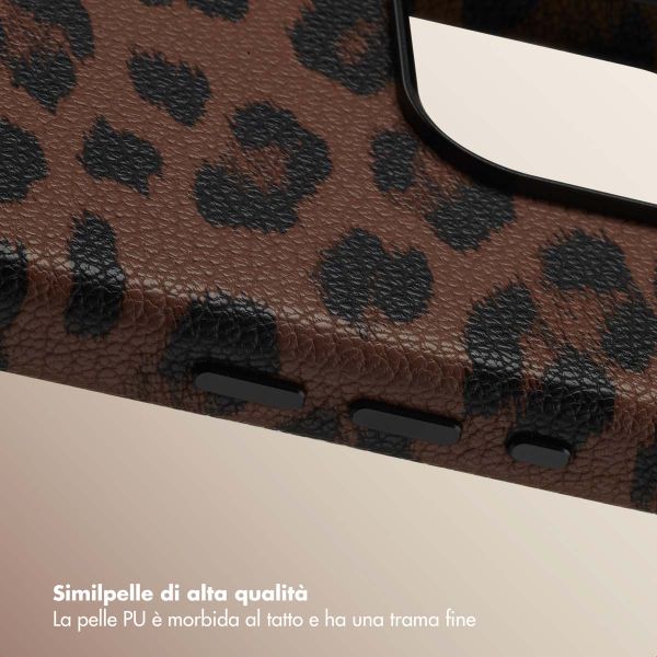 Selencia Cover Sabi Stampa pantera con MagSafe Apple iPhone 15 Pro - Mocha Brown