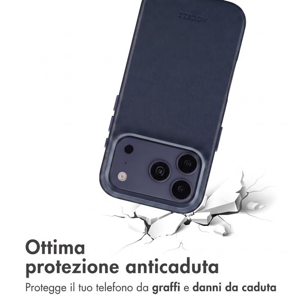 Accezz Cover in Pelle con MagSafe Apple iPhone 18 Pro / 17 Pro - Nightfall Blue