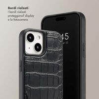 Selencia Cover per telefono Nova Croco con cordino e portacarte Apple iPhone 15 - Nero