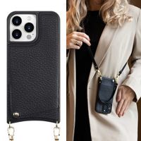 Selencia Cover per telefono Nova con cordino e portacarte Apple iPhone 15 Pro Max - Nero