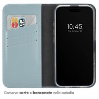 Selencia Cover a libro in vera pelle Apple iPhone 16 Plus - Air Blue