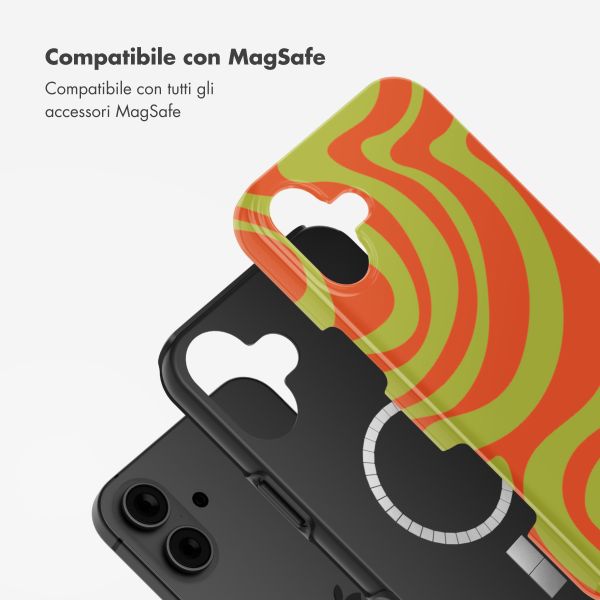 Selencia Cover posteriore Vivid con MagSafe Apple iPhone 16 - Wavy Swirl Orange Fern