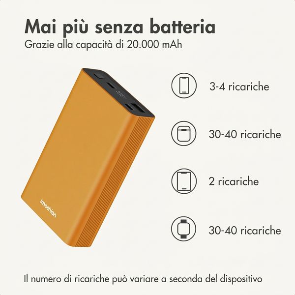 imoshion Powerbank in alluminio Ultra Series 20.000 mAh - Ricarica rapida fino a 33 watt - Oro