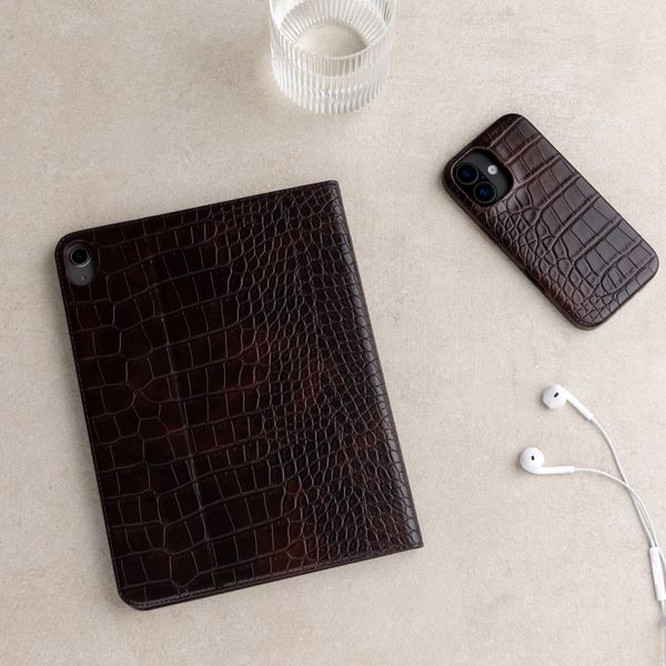 Selencia Custodia a libro Croco Samsung Galaxy Tab A11 Plus / A9 Plus - Choco Brown