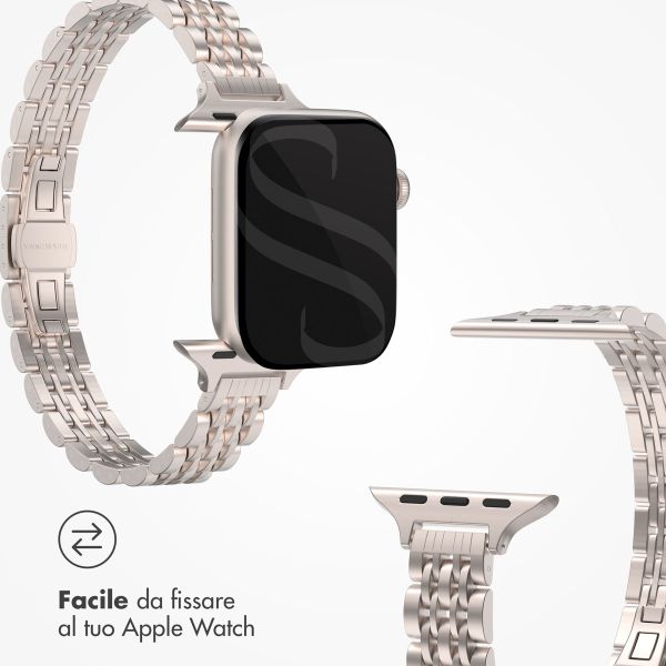 Selencia Cinturino sottile in acciaio ispirato a Jubilee Apple Watch | 38/40/41/42 mm - Starlight