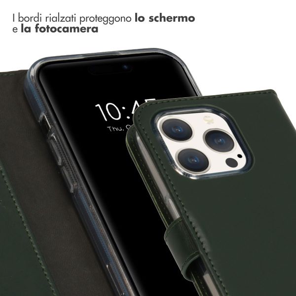 Selencia Cover a libro in vera pelle Apple iPhone 15 Pro - Verde