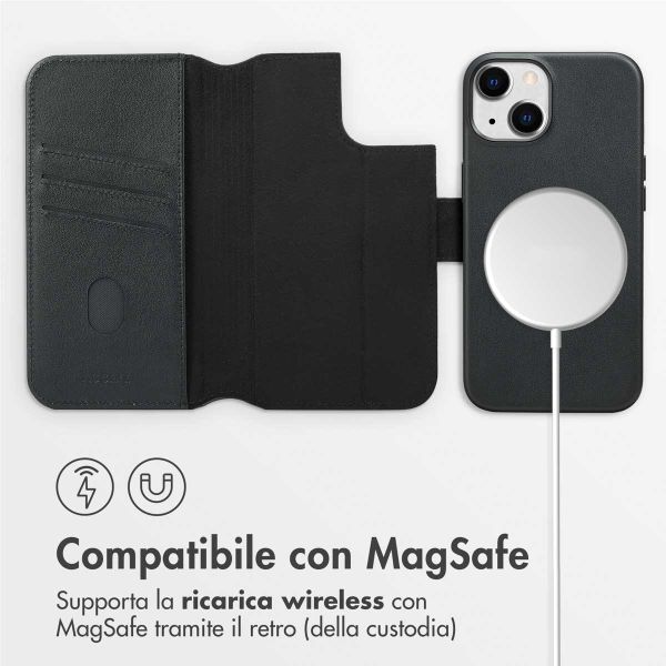 Accezz Cover in pelle 2 in 1 con MagSafe Apple iPhone 14 - Onyx Black