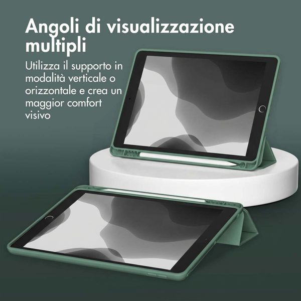 Accezz Cover a libro in silicone Smart Apple iPad 9 (2021) 10.2 pollici / iPad 8 (2020) 10.2 pollici / iPad 7 (2019) 10.2 pollici - Verde scuro