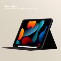 Selencia Libreria Sabi con stampa leopardata Apple iPad 9 (2021) 10.2 pollici / iPad 8 (2020) 10.2 pollici / iPad 7 (2019) 10.2 pollici - Midnight Black