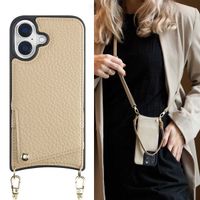 Selencia Cover per telefono Nova con cordino e portacarte Apple iPhone 16 - Beige