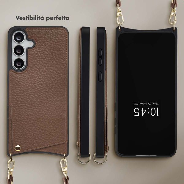 Selencia Cover per telefono Nova con cordino e portacarte Samsung Galaxy S25 FE - Mocha Brown