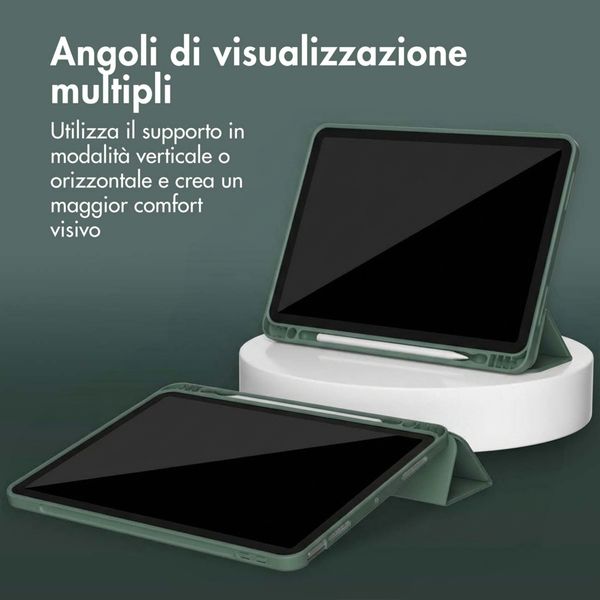 Accezz Cover a libro in silicone Smart Apple iPad Air 11 pollici (2026) M4 / (2025) M3 / (2024) M2 / Air 5 (2022) / Air 4 (2020) - Verde scuro