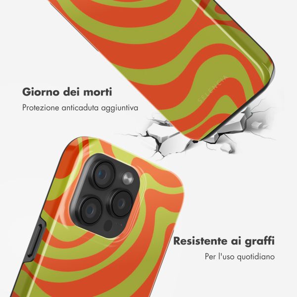 Selencia Cover posteriore Vivid con MagSafe Apple iPhone 15 Pro - Wavy Swirl Orange Fern
