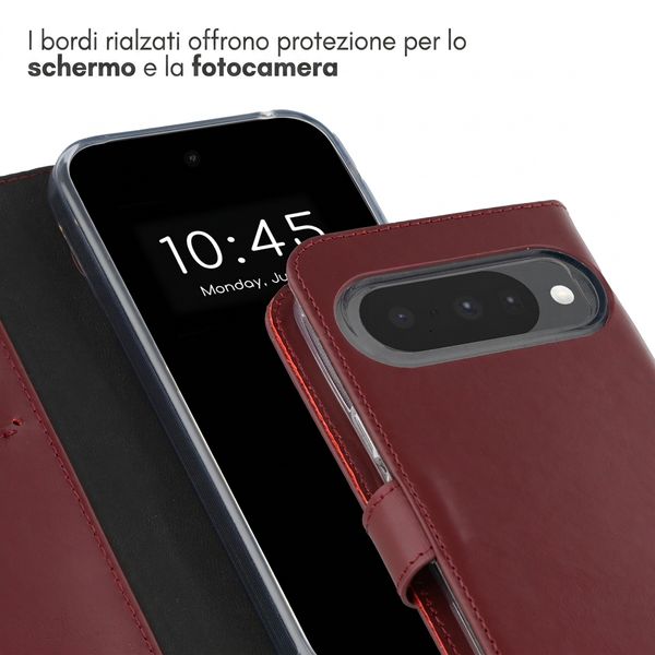 Selencia Cover a libro in vera pelle Google Pixel 10 / 10 Pro - Burgundy